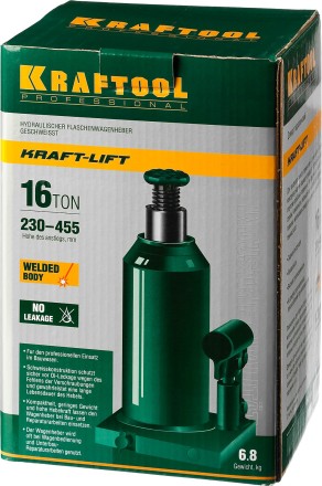 Домкрат гидравлический бутылочный &quot;Kraft-Lift&quot;, сварной, 16т, 230-455мм, KRAFTOOL 43462-16 43462-16_z01 купить в Нефтеюганске
