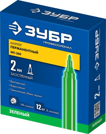 ЗУБР МП-300 зеленый, 2 мм перманентный маркер (06322-4) купить в Нефтеюганске