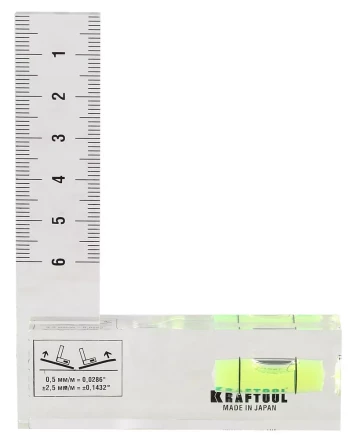 Угольник-уровень KRAFTOOL &quot;PRO&quot; &quot;CRYSTAL&quot;, 1 ампула, шкала 60мм 1-34867 купить в Нефтеюганске