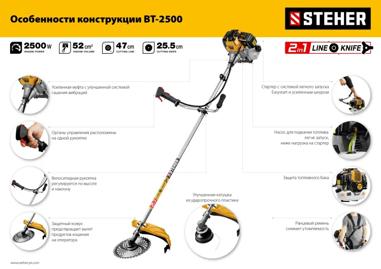 STEHER 2.5 кВт, бензиновый триммер (BT-2500) купить в Нефтеюганске