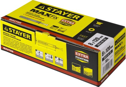 Дюбель-гвоздь полипропиленовый, потайный бортик, 8 x 120 мм, 50 шт, STAYER Master 30645-08-120 30645-08-120 купить в Нефтеюганске