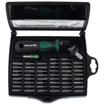 Отвертка KRAFTOOL &quot;EXPERT&quot;, реверсивно-рычажная, с битами и головками, 52шт 25555-H52 купить в Нефтеюганске