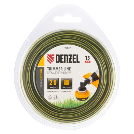 Леска для триммера двухкомпонентная квадратная, 2,0мм х 15м, блистер SkyCutter Denzel 96837 купить в Нефтеюганске