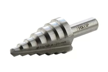 Сверло для металла ступенчатое Ф6-25 мм 7 ступеней ход 4,5 мм Энкор 21625 купить в Нефтеюганске