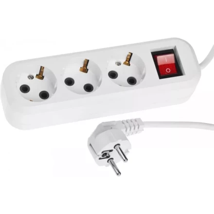 Удлинитель СИБИН электрический, ПВС сечение 0,75кв мм, 3 гнезда, макс мощн 2200Вт, 5м, заземление, выключатель 55036-5 купить в Нефтеюганске