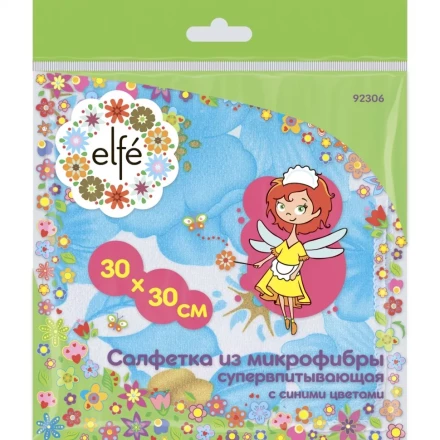 Салфетки из микрофибры с синими цветами 300х300 мм Elfe 92306 купить в Нефтеюганске