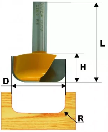 Фреза пазовая фасонная Ф28.6Х13 мм R63 мм хвостовик 8 мм 46130 купить в Нефтеюганске