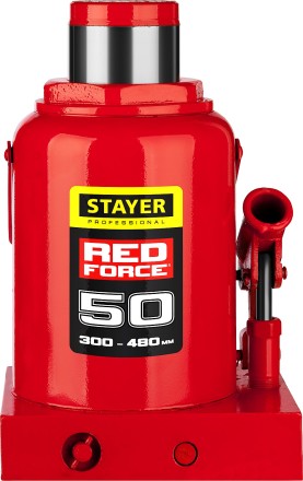 Домкрат гидравлический бутылочный &quot;RED FORCE&quot;, 50т, 300-480 мм, STAYER 43160-50 43160-50_z01 купить в Нефтеюганске