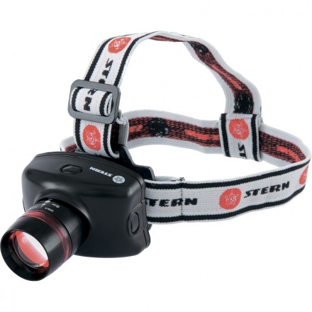 Фонарь наголовный Zoom 3W LED CRE Q5 160 Лм 100 м 3 режима 100% - 50% - стробоскоп 3хААА Stern 90567 купить в Нефтеюганске