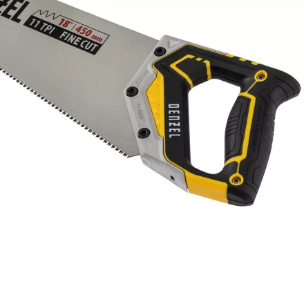 Ножовка по дереву, 450 мм, 9 TPI, зуб 3D, металлопластиковая рукоятка Denzel 24140 купить в Нефтеюганске