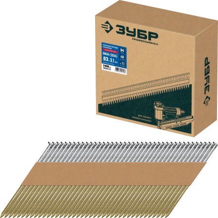 ЗУБР SN34 (D34) 83 х 3.1 мм, реечные гвозди рифленые оцинкованные, 3000 шт (305399-83) купить в Нефтеюганске