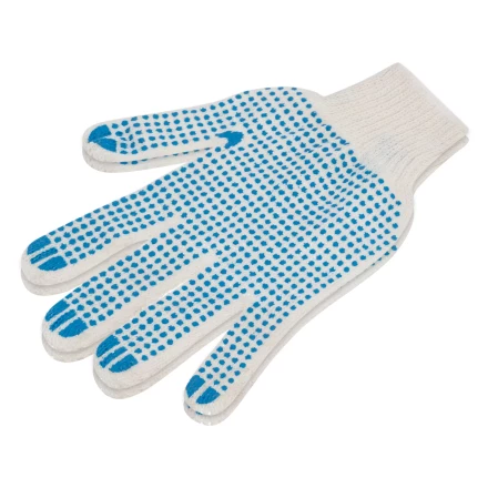 Перчатки трикотажные усиленные, с ПВХ точкой, 7 класс вязки Россия 677745 купить в Нефтеюганске