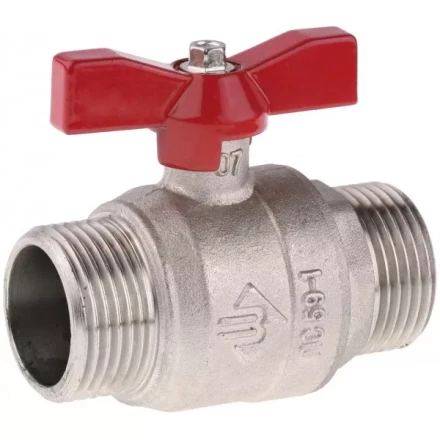 Кран ЗУБР шаровой 1/2" полнопроходной "папа-папа", бабочка, никелированная латунь 51355-N-1/2 купить в Нефтеюганске