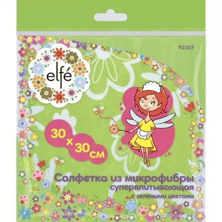 Салфетки из микрофибры с зелеными цветами 300х300 мм Elfe 92307 купить в Нефтеюганске