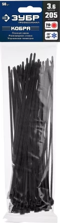 Кабельные стяжки черные КОБРА с плоским замком нейлоновые пакет серия ПРОФЕССИОНАЛ купить в Нефтеюганске