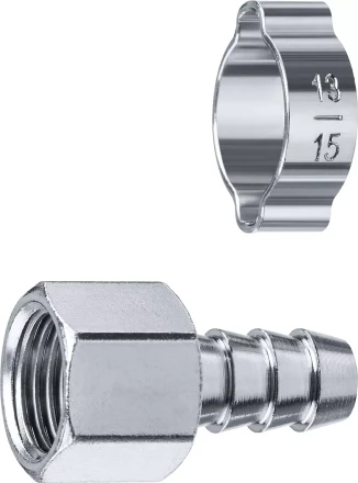ЗУБР штуцер елочка, 10 мм - 1/4F, переходник с обжимным хомутом, Профессионал (64923-1/4-10) купить в Нефтеюганске