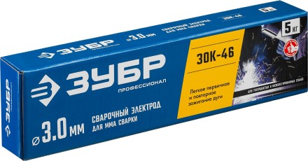 ЗУБР Д 3.0 х 350 мм, 5 кг в коробке, ЗОК-46 рутил-целлюлозный, электрод сварочный, Профессионал (40035-3.0) купить в Нефтеюганске