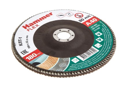 Круг Лепестковый Торцевой (КЛТ) HAMMER КЛТ 1 Ф180х22 Р40 213-030 купить в Нефтеюганске
