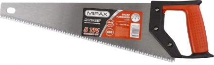 Ножовка по дереву (пила) MIRAX Universal 400 мм, 5 TPI, рез вдоль и поперек волокон, для крупных и средних заготовок 1502-40_z01 купить в Нефтеюганске