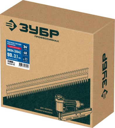 ЗУБР SN34 (D34) 90 х 3.1 мм, реечные гвозди рифленые оцинкованные, 3000 шт (305399-90) купить в Нефтеюганске