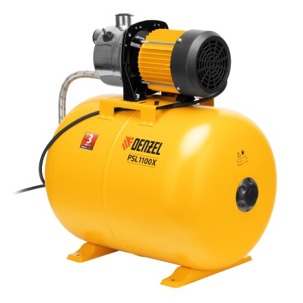 Насосная станция Denzel 97311, PSL1100X, 1100 Вт, 3600 л/ч, ресивер 50 л, подъем 45 м, нержавейка купить в Нефтеюганске