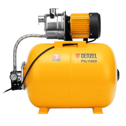 Насосная станция Denzel 97311, PSL1100X, 1100 Вт, 3600 л/ч, ресивер 50 л, подъем 45 м, нержавейка купить в Нефтеюганске
