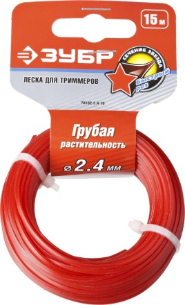 Леска ЗУБР для триммеров, &quot;звезда&quot;, диаметр 2.4мм, длина 15м 70102-2.4-15 купить в Нефтеюганске