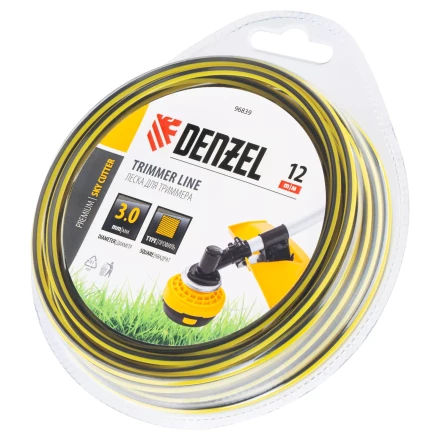 Леска для триммера двухкомпонентная квадратная, 3,0мм х 12м, блистер SkyCutter Denzel 96839 купить в Нефтеюганске