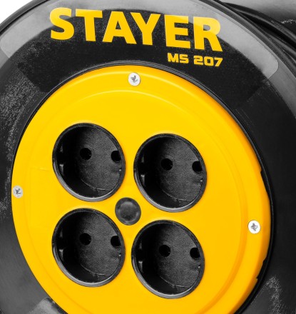 Удлинитель на катушке &quot;MS 207&quot;, 50 м, 2200 Вт, 4 гнезда, ПВС 2x0,75 мм2, STAYER 55073-50 купить в Нефтеюганске