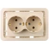 Розетка СВЕТОЗАР &quot;ГАММА&quot; двойная, с заземлением, цвет бежевый, 16А/~250В SV-54107-B купить в Нефтеюганске