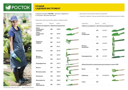 Совок посадочный РОСТОК с металлической ручкой, узкий, рабочая часть - 115мм 421422 купить в Нефтеюганске