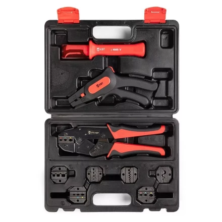 Универсальный набор инструментов КВТ СКМ-2 для опрессовки и снятия изоляции с диэлектрическим ножом монтажника (102352) купить в Нефтеюганске