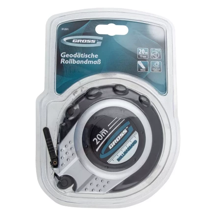 Рулетка геодезическая 20 м х 13 мм GROSS закр. корп. металл. лента нейлон двуст. Шкала 31251 купить в Нефтеюганске