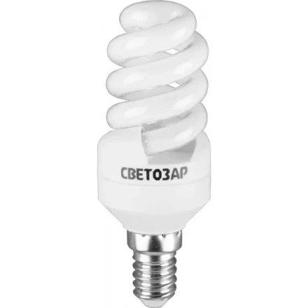 Энергосберегающая лампа СВЕТОЗАР "КОМПАКТ" спираль,цоколь E14(миньон),Т2,теплый белый свет(2700 К), 10000час, 9Вт(45) 44351-09_z01 купить в Нефтеюганске