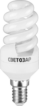 Энергосберегающая лампа СВЕТОЗАР &quot;КОМПАКТ&quot; спираль,цоколь E14(миньон),Т2,теплый белый свет(2700 К), 10000час, 9Вт(45) 44351-09_z01 купить в Нефтеюганске
