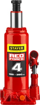 Домкрат гидравлический бутылочный &quot;RED FORCE&quot;, 4т, 195-380 мм, в кейсе, STAYER 43160-4-K 43160-4-K_z01 купить в Нефтеюганске