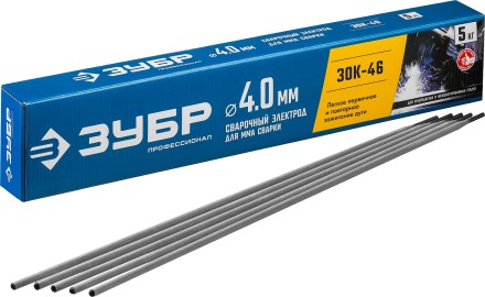 ЗУБР Д 4.0 х 450 мм, 5 кг в коробке, ЗОК-46 рутил-целлюлозный, электрод сварочный, Профессионал (40035-4.0) купить в Нефтеюганске