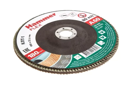 Круг Лепестковый Торцевой (КЛТ) HAMMER КЛТ 1 Ф180х22 Р60 213-031 купить в Нефтеюганске