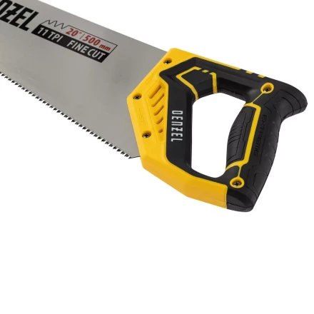 Ножовка по дереву, 500 мм, 9 TPI, зуб 3D, двухкомпонентная рукоятка Denzel 24147 купить в Нефтеюганске