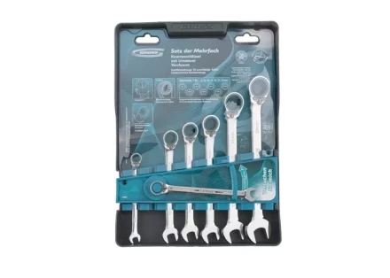 Набор ключей комбинированных с трещоткой, 8 - 19 мм, 7шт., реверсивные, CrV GROSS 14892 купить в Нефтеюганске