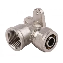 Уголок ЗУБР соединительный с креплением к полу, цанга-гайка, 1/2"х16х2,0 мм, никель 51411-16-1/2