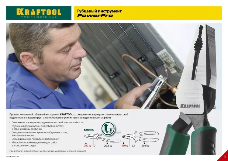 Плоскогубцы KRAFTOOL "PowerPro" комбинированные, CrMo-сталь, покрытие оксидированное с полировкой, 200мм 22001-1-20_z01 купить в Нефтеюганске