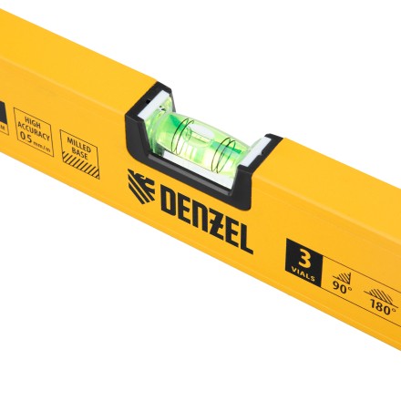 Уровень алюминиевый Denzel 33691, магнит, фрезерованный, 3 глазка (1 зеркал.), 0,5 мм/м, 600 мм купить в Нефтеюганске