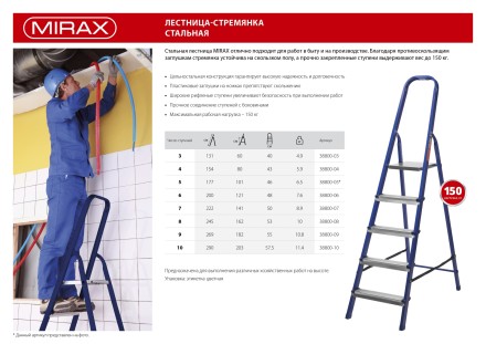 Лестница-стремянка стальная, 3 ступени, 60 см, MIRAX 38800-03 купить в Нефтеюганске