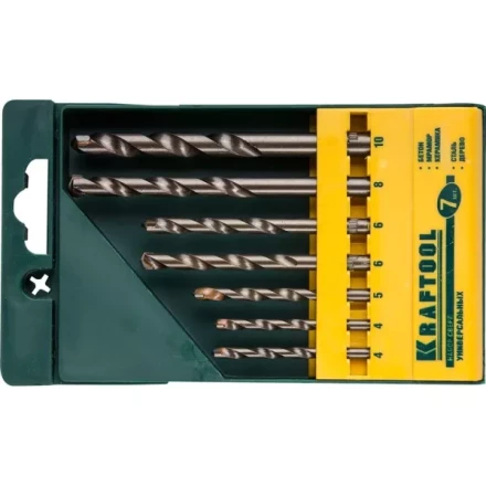 Набор KRAFTOOL &quot;EXPERT&quot; Сверла универсальные (бетон,мрамор,сталь,стекло,керамика,дерево), цилиндр. хвост., в боксе, 7шт 29172-H7 купить в Нефтеюганске