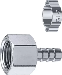 ЗУБР штуцер елочка, 10 мм - 1/2F, переходник с обжимным хомутом, Профессионал (64923-1/2-10)