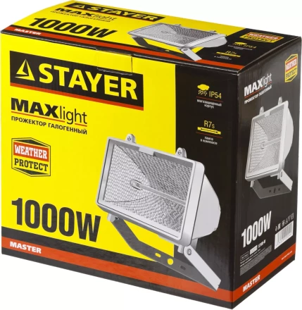 Прожектор STAYER &quot;MASTER&quot; MAXLight галогенный, с дугой крепления под установку, белый, 1000Вт 57105-W купить в Нефтеюганске