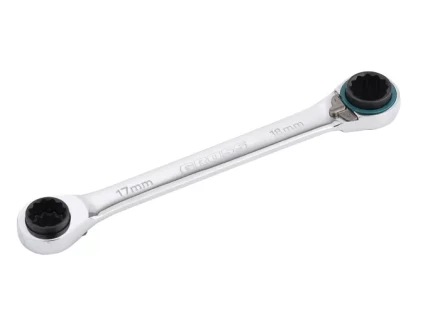 Набор ключей накидных с трещоткой, 8 - 19 мм, 2 шт., многоразмерные, реверсивные, CrV GROSS 14893 купить в Нефтеюганске