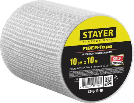 Серпянка самоклеящаяся FIBER-Tape, 10 см х 10м, STAYER Professional 1246-10-10 1246-10-10 купить в Нефтеюганске