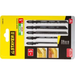 Набор STAYER "PROFI" Пилки "УНИВЕРСАЛ №1" для эл/лобзика, по дереву, EU-хвост., 5шт 15980-H5-1